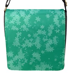 Biscay Green Floral Print Flap Closure Messenger Bag (s) by SpinnyChairDesigns