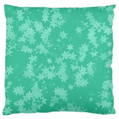 Biscay Green Floral Print Large Flano Cushion Case (one Side) by SpinnyChairDesigns