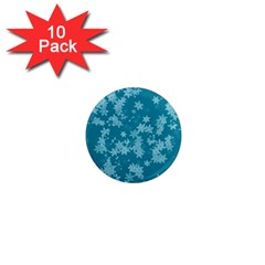 Teal Blue Floral Print 1  Mini Magnet (10 Pack)  by SpinnyChairDesigns