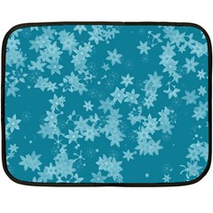 Teal Blue Floral Print Double Sided Fleece Blanket (mini)  by SpinnyChairDesigns