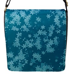 Teal Blue Floral Print Flap Closure Messenger Bag (s) by SpinnyChairDesigns