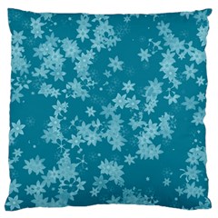 Teal Blue Floral Print Standard Flano Cushion Case (two Sides) by SpinnyChairDesigns