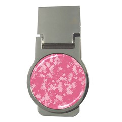 Blush Pink Floral Print Money Clips (round)  by SpinnyChairDesigns