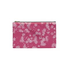 Blush Pink Floral Print Cosmetic Bag (small) by SpinnyChairDesigns