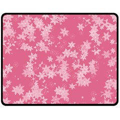 Blush Pink Floral Print Double Sided Fleece Blanket (medium)  by SpinnyChairDesigns