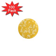 Saffron Yellow Floral Print 1  Mini Magnets (100 Pack)  by SpinnyChairDesigns