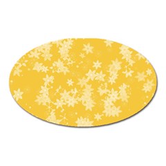 Saffron Yellow Floral Print Oval Magnet by SpinnyChairDesigns