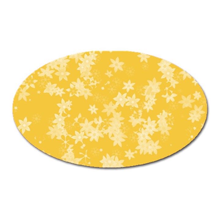 Saffron Yellow Floral Print Oval Magnet