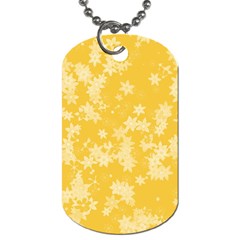 Saffron Yellow Floral Print Dog Tag (two Sides) by SpinnyChairDesigns