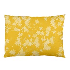 Saffron Yellow Floral Print Pillow Case (two Sides) by SpinnyChairDesigns