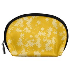 Saffron Yellow Floral Print Accessory Pouch (large) by SpinnyChairDesigns