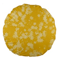 Saffron Yellow Floral Print Large 18  Premium Flano Round Cushions by SpinnyChairDesigns
