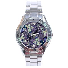 Abstract Floral Art Print Stainless Steel Analogue Watch by SpinnyChairDesigns