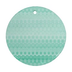 Biscay Green Floral Print Round Ornament (two Sides) by SpinnyChairDesigns