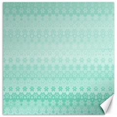 Biscay Green Floral Print Canvas 20  X 20  by SpinnyChairDesigns