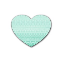 Biscay Green Floral Print Heart Coaster (4 Pack)  by SpinnyChairDesigns