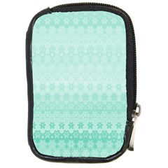 Biscay Green Floral Print Compact Camera Leather Case by SpinnyChairDesigns