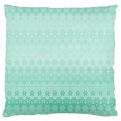 Biscay Green Floral Print Large Cushion Case (two Sides) by SpinnyChairDesigns