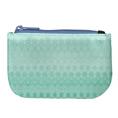 Biscay Green Floral Print Large Coin Purse by SpinnyChairDesigns