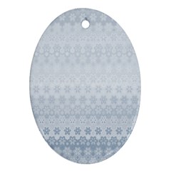 Faded Blue Floral Print Ornament (oval) by SpinnyChairDesigns