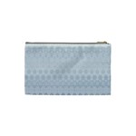 Faded Blue Floral Print Cosmetic Bag (Small) Back