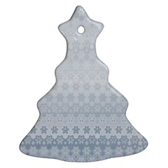 Faded Blue Floral Print Christmas Tree Ornament (two Sides) by SpinnyChairDesigns