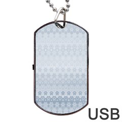 Faded Blue Floral Print Dog Tag Usb Flash (two Sides) by SpinnyChairDesigns