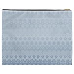 Faded Blue Floral Print Cosmetic Bag (XXXL) Back