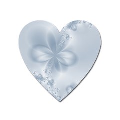 Faded Blue Floral Print Heart Magnet by SpinnyChairDesigns