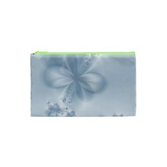 Faded Blue Floral Print Cosmetic Bag (xs) by SpinnyChairDesigns
