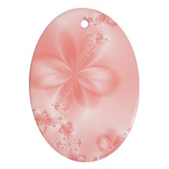 Pastel Coral Floral Print Ornament (oval) by SpinnyChairDesigns