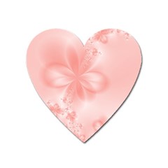 Pastel Coral Floral Print Heart Magnet by SpinnyChairDesigns