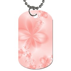 Pastel Coral Floral Print Dog Tag (two Sides) by SpinnyChairDesigns