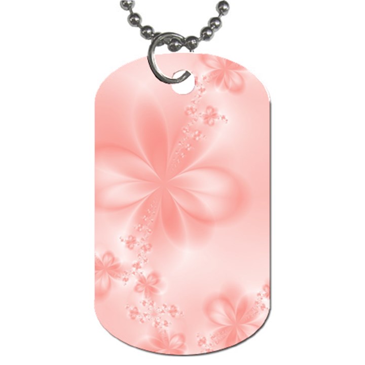 Pastel Coral Floral Print Dog Tag (Two Sides)