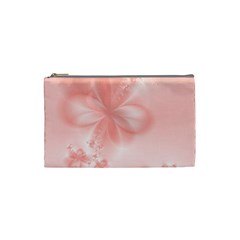 Pastel Coral Floral Print Cosmetic Bag (small) by SpinnyChairDesigns