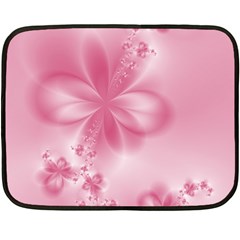 Blush Pink Floral Print Fleece Blanket (mini) by SpinnyChairDesigns