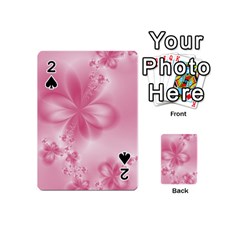 Blush Pink Floral Print Playing Cards 54 Designs (mini) by SpinnyChairDesigns