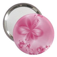 Blush Pink Floral Print 3  Handbag Mirrors by SpinnyChairDesigns