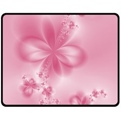 Blush Pink Floral Print Double Sided Fleece Blanket (medium) 