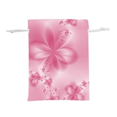 Blush Pink Floral Print Lightweight Drawstring Pouch (l) by SpinnyChairDesigns