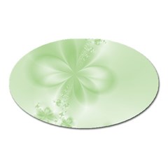 Tea Green Floral Print Oval Magnet by SpinnyChairDesigns