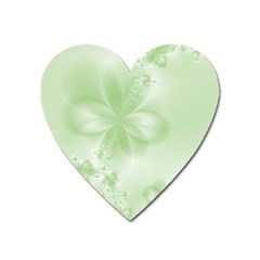 Tea Green Floral Print Heart Magnet by SpinnyChairDesigns