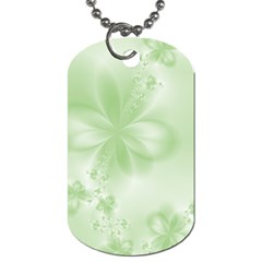 Tea Green Floral Print Dog Tag (two Sides) by SpinnyChairDesigns