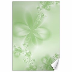 Tea Green Floral Print Canvas 12  X 18  by SpinnyChairDesigns
