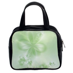 Tea Green Floral Print Classic Handbag (two Sides) by SpinnyChairDesigns