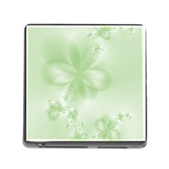 Tea Green Floral Print Memory Card Reader (square 5 Slot) by SpinnyChairDesigns