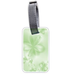 Tea Green Floral Print Luggage Tag (one Side) by SpinnyChairDesigns