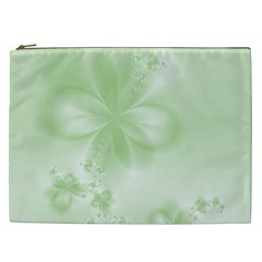 Tea Green Floral Print Cosmetic Bag (xxl) by SpinnyChairDesigns