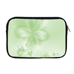 Tea Green Floral Print Apple Macbook Pro 17  Zipper Case by SpinnyChairDesigns