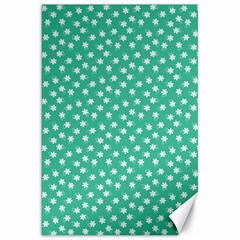 Biscay Green White Floral Print Canvas 20  X 30  by SpinnyChairDesigns